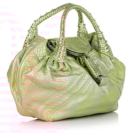 Fendi-Fendi Gold Spy Leather Handbag-Golden