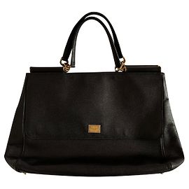 Dolce & Gabbana DG Black leather Sicily large tote Black