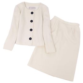 Vintage Yves Saint Laurent Suit Setup Wool Furano Jacket Skirt White Size M White