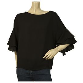 COLLEZIONE MICHAEL KORS 100% Camicetta in seta nera con maniche a balze 8 Nero