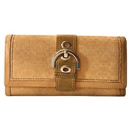 COACH logo canvas wallet Beige