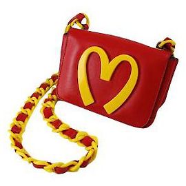 Clutch Moschino in pelliccia rossa e gialla Rosso Giallo