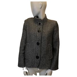 Weill Jacke aus meliertem Wollmix Schwarz Weiß