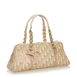 Dior-Dior Brown Dior Oblique Romantique Canvas Handbag-Brown,Beige