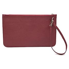 Louis Vuitton-Louis Vuitton Neverfull Pochette Fuchsia Epi Couro-Vermelho