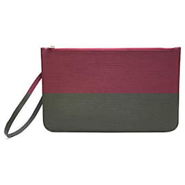 Louis Vuitton-Louis Vuitton Neverfull Pochette Fuchsia Epi Couro-Vermelho