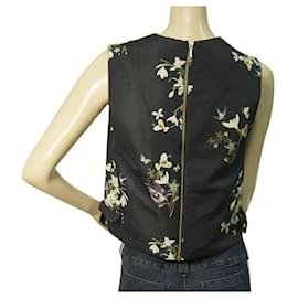 Ted Baker-Ted Baker Blue Floral Sleeveless Back Zipper Polyester Crop Top Blouse size 2-Blue
