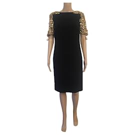 Christian Dior-Dior black dress with golden sequins-Black