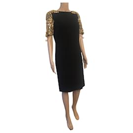 Christian Dior-Dior black dress with golden sequins-Black