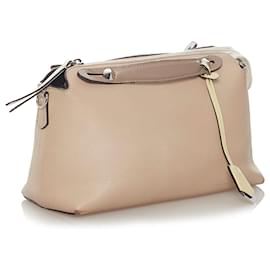 Fendi-Sacoche en cuir marron Fendi By The Way-Marron,Beige