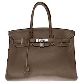 Hermès-Stunning Hermes Birkin handbag 35 cm in Togo colored leather, palladium silver metal trim-Grey