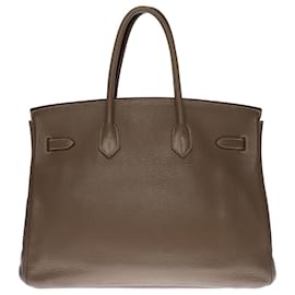 Hermès-Stunning Hermes Birkin handbag 35 cm in Togo colored leather, palladium silver metal trim-Grey