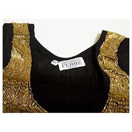 Gianfranco Ferré-Camiseta sin mangas coleccionable en vidrio de Gianfranco Ferrè-Negro,Dorado