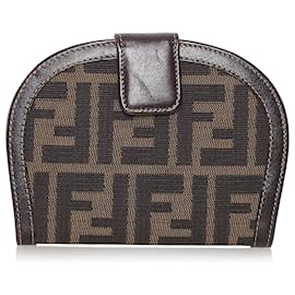 Fendi-Fendi Brown Zucca Canvas Small Wallet-Brown
