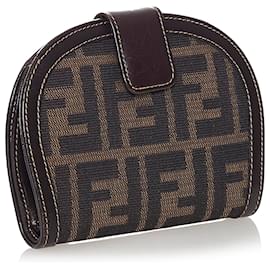 Fendi-Fendi Brown Zucca Canvas Small Wallet-Brown