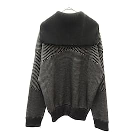 Balenciaga-[Used]  BALENCIAGA 17SS Half Zip HOMME Print Border Knit Sweater 485653 T1388 Black-Black