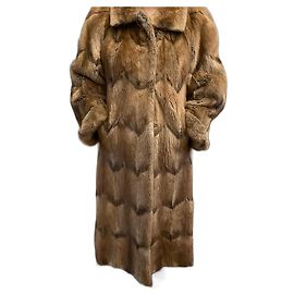 Autre Marque Pelzmantel beige und cognac Beige Cognac Bronze Kastanie Hellbraun Karamell