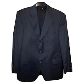 Burberry-BARRIE rayé gris foncé 3 veste de costume à boutonnage simple-Gris anthracite