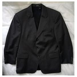 Burberry-BARRIE rayé gris foncé 3 veste de costume à boutonnage simple-Gris anthracite