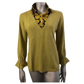 Top a maniche lunghe Moschino Cheap And Chic Verde Oliva Seta Cotone Verde oliva