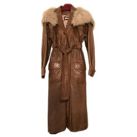 Superb new Kenzo coat in leather Light brown