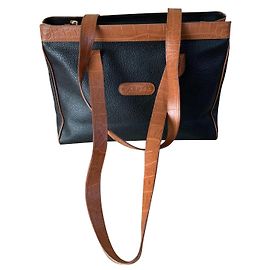 Bolsa de mão Jaeger em couro marrom e preto Marrom Preto
