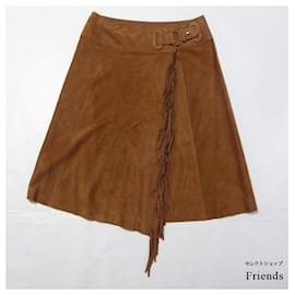 Hermès-[Used]   Unused item HERMES Hermes fringe winding skirt-Dark brown