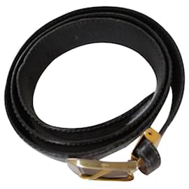 Yves Saint Laurent-Croc patent leather belt.-Black