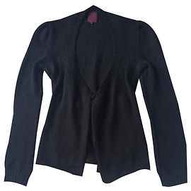 Isabel Marant Strickjacke aus schwarzer Wolle mit Gürtel Schwarz