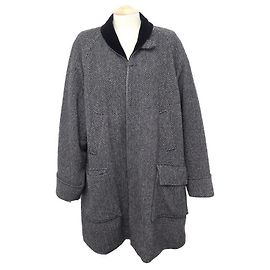 ARNYS LONG COAT L 54 CASHMERE HERRINGBONE PATTERN GRAY CASHMERE COAT JACKET Grey