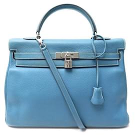 Hermès-Hermès Kelly handbag 35 RETURNS IN BLUE TOGO LEATHER JEANS BANDOULIERE HAND BAG-Blue