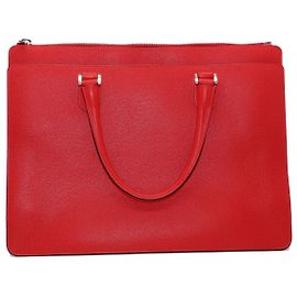 Valextra Madison Tote Bag in Red Leather Red