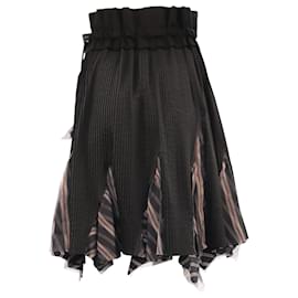 Sacai-Sacai Asymmetric Pleated Skirt in Black Polyester-Black