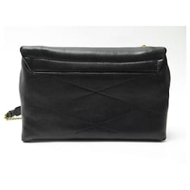 Lanvin-LANVIN PERLES HANDBAG IN BLACK LEATHER CROSSBODY POUCH LEATHER HAND BAG-Black