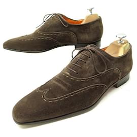 Santoni-SANTONI SHOES 7169 Richelieu 6.5 IT 41.5 FR EN SUEDE BROWN BROWN SHOES-Brown