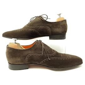 Santoni-SANTONI SHOES 7169 Richelieu 6.5 IT 41.5 FR EN SUEDE BROWN BROWN SHOES-Brown