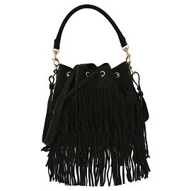 Saint Laurent Emmanuelle Fringe Shoulder Bag Noir