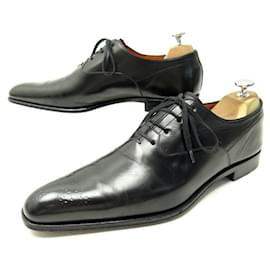 Santoni-SANTONI SHOES 6522 FLORAL TOE RICHELIEU 6.5 IT 41.5 EN LEATHER SHOES-Black