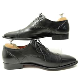Santoni-SANTONI SHOES 6140 Richelieu 6.5 IT 41.5 FR EN LEATHER BLACK LEATHER SHOES-Black