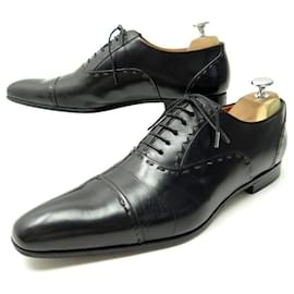 Santoni-SANTONI SHOES  7120 Richelieu 6.5 IT 41.5 FR BLACK LEATHER LEATHER SHOES-Black
