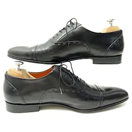 Santoni-SANTONI SHOES  7120 Richelieu 6.5 IT 41.5 FR BLACK LEATHER LEATHER SHOES-Black