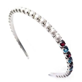STIRNBAND MIU MIU STIRNBAND METALLPERLEN KRISTALLE STRASS SILBER KOPFSCHMUCK Silber