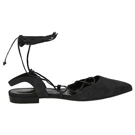 Ballerine a punta in camoscio Saint Laurent Nero