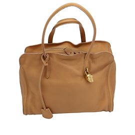Bolsa cadeado grande Alexander McQueen em couro marrom Bege
