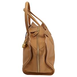 Alexander Mcqueen-Alexander McQueen Large Padlock Satchel in Brown Leather-Beige