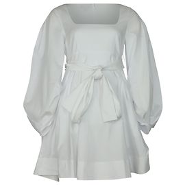 Minivestido de algodón blanco con escote cuadrado Isabella de Staud Blanco