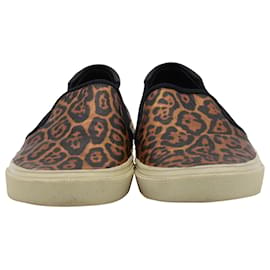 Saint Laurent-Saint Laurent Venice Leopard-print Slip On Sneakers in Multicolor Canvas-Multiple colors