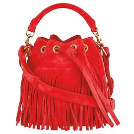 Saint Laurent Borsa a secchiello con frange in pelle scamosciata Emmanuelle Rosso