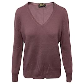 Loro Piana-Loro Piana V-Neck Sweater in Purple Cashmere-Purple