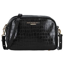 Bruno Magli Bolsa de couro para câmera com relevo croc Preto